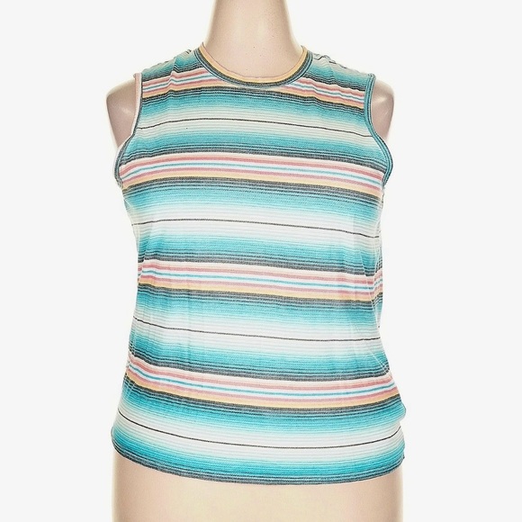 Ariat Teal Striped Sleeveless Cowl Neck Top Size XXL - Picture 1 of 5